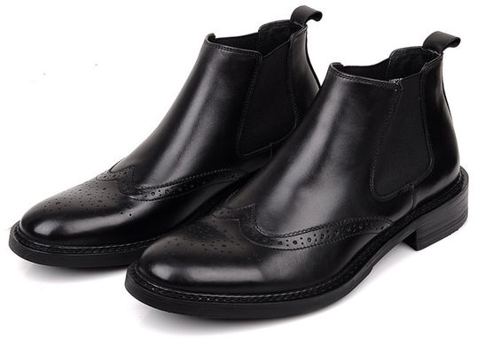 Brogue Stili Erkek Ayakkabı Çizmeleri Slip On Full Grain Deri Boyut Özel