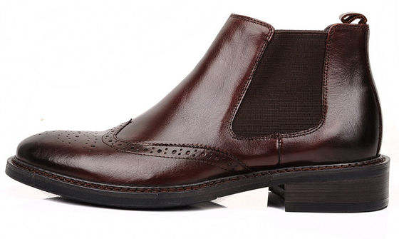 Brogue Stili Erkek Ayakkabı Çizmeleri Slip On Full Grain Deri Boyut Özel