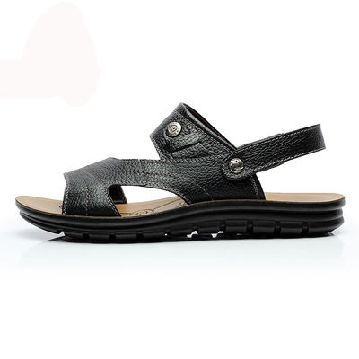 2 in 1 Erkek El Yapımı Deri Sandal Çikolatalı Kahverengi Yaz Sandaleri
