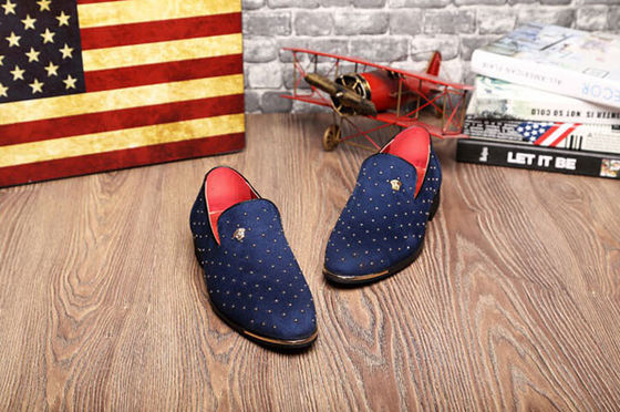 Slip On Men's Casual Shoes Mavi / Siyah Metal Rivetli Özel