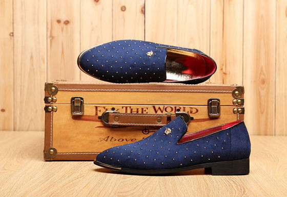 Slip On Men's Casual Shoes Mavi / Siyah Metal Rivetli Özel