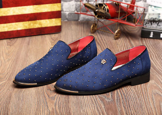 Slip On Men's Casual Shoes Mavi / Siyah Metal Rivetli Özel