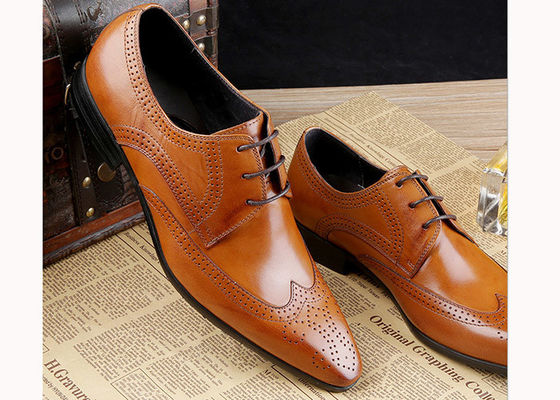 Formal Oxford Erkek Brogue Ayakkabıları Sığır Deri Plain Toe Klasik Erkek Ayakkabıları
