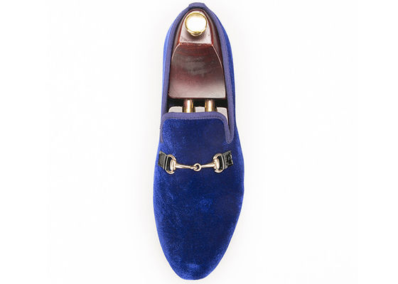 Motif Mavi Erkek Kadife Elbise Ayakkabılar, Bourgogne Loafers Erkek Kırık Elbise Ayakkabılar