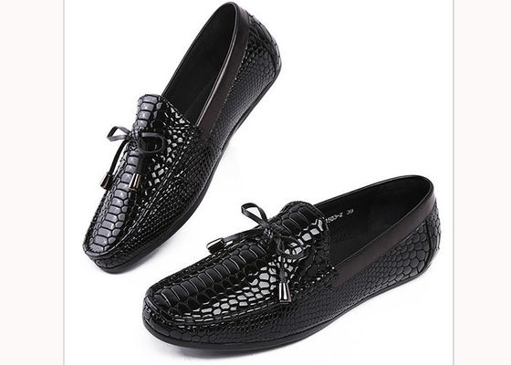 Casual Erkek Deri Loafers Anti Kayma Moccasins Bow Tie Düz ayakkabılar