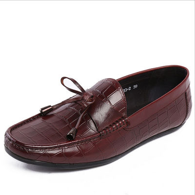 Casual Erkek Deri Loafers Anti Kayma Moccasins Bow Tie Düz ayakkabılar