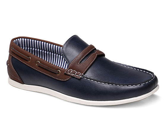 Düz Klasik Erkek Deri Çizgi ayakkabıları Twill Lining Siyah Casual Loafers