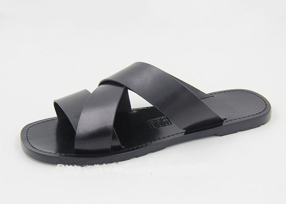 Moda Erkek Deri Çoraplar Flip Flops Siyah Erkek Yaz Deri Sandaleri
