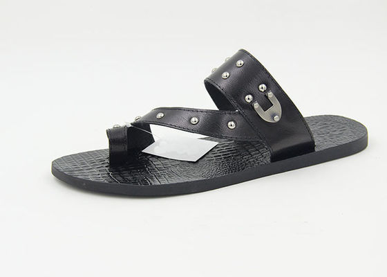 Ev Erkek Gerçek Deri Flip Flops Yaz Plaj Sandaleri Çoraplar