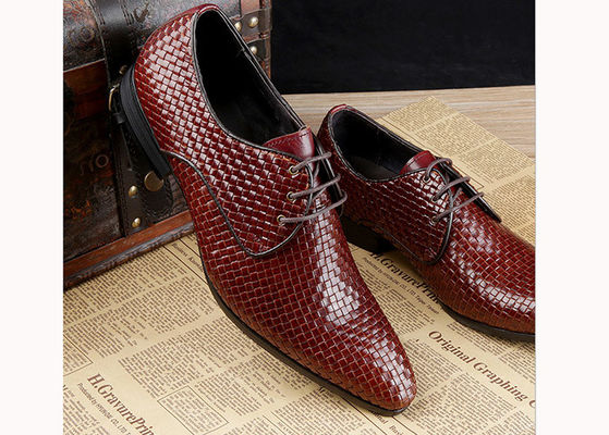 Erkek Burgundy Elbise Ayakkabıları Vintage İtalyan Goodyear Welted Tam Taneler Deri Ayakkabılar