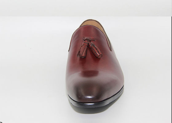 Tassel Düşük Topuklu Düğün Ayakkabıları Loafers Stili Boğa Yuvarlak Ayakkabısı El yapımı Oxford Ayakkabıları
