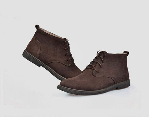 Square Heel Brown Suede Desert Ankle Boots Round Toe Lüks Marka Vintage Ayakkabı