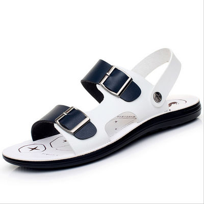 Moda Erkek Deri Kaydırma Ayakkabıları, Yaz Gerçek Deri Düz Sandal