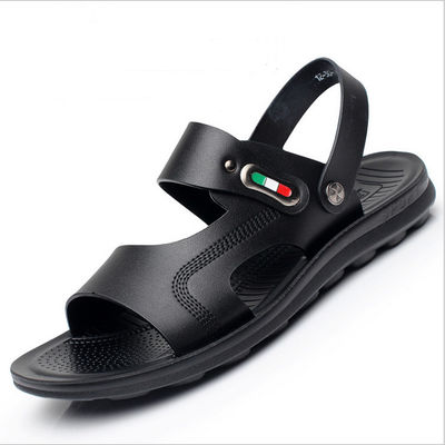 Özel El Yapımı Deri Sandal Erkek OEM / ODM Kahverengi Deri Düz Sandal