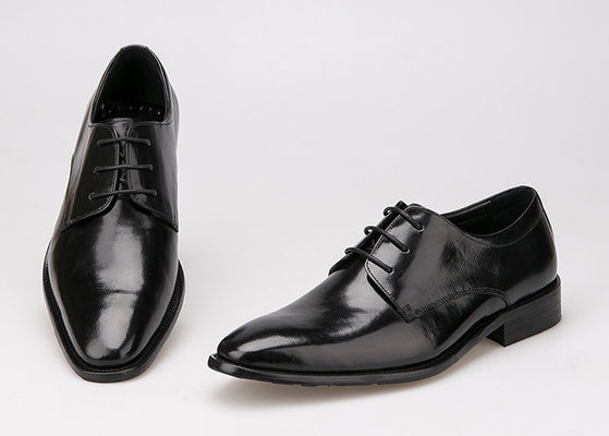 Flat Men Formal Dress ayakkabıları Siyah Gerçek Deri Dırnaqlı Ayakkabılar İş Ofisi için