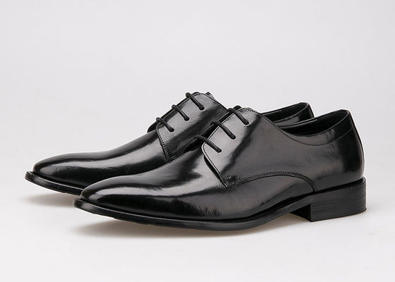 Flat Men Formal Dress ayakkabıları Siyah Gerçek Deri Dırnaqlı Ayakkabılar İş Ofisi için