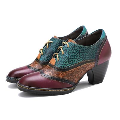 Casual Bohemian Stili Ayakkabılar Kalın Topuklu Elbise Ayakkabıları Kadınlar Retro Ayakkabılar