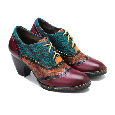 Casual Bohemian Stili Ayakkabılar Kalın Topuklu Elbise Ayakkabıları Kadınlar Retro Ayakkabılar