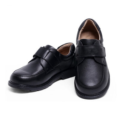 Deri Unisex Okul Ayakkabıları Siyah 26-45 Boyutları Düz Topuklu Deri Döşeli