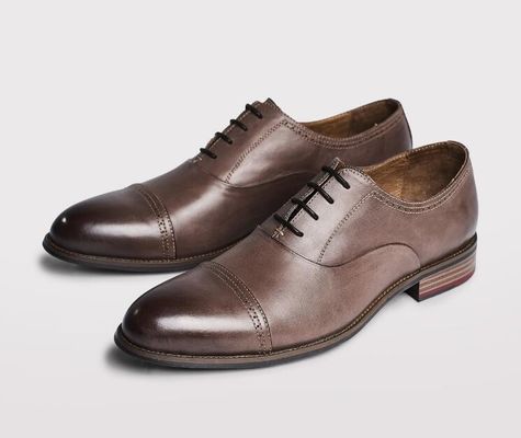 Yuvarlak ayakkabı moda erkekler giyim ayakkabıları, dantel OEM koyu kahverengi Oxford ayakkabıları