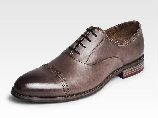 Yuvarlak ayakkabı moda erkekler giyim ayakkabıları, dantel OEM koyu kahverengi Oxford ayakkabıları