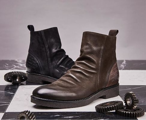 Goodyear Deri Çizmeler, Retro Erkek Brogue Chelsea Çizmeler