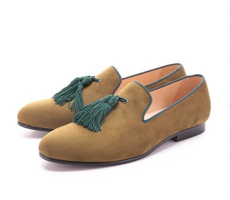 Yüksek Kaliteli Erkekler Tassels ile Kadife Loafers Özel Boyut