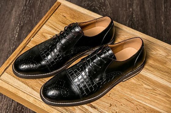 Patina Timsah Derisi Erkek Ayakkabıları, Brogue Kanat uçları Egzotik Deri Erkek Ayakkabıları