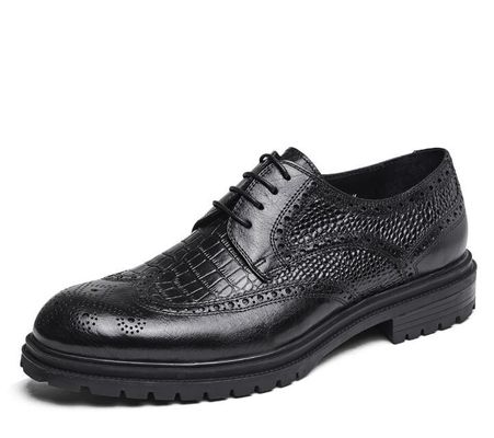 Brogues Casual Erkek Deri Elbise Ayakkabılar Nefes Alıcı Ofis Polisi Loafer