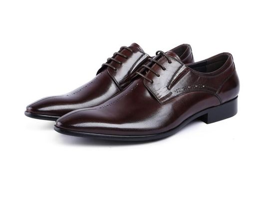 Marka Wingtip Oxford Lüks Erkek Deri Elbise Ayakkabıları, Oyulmuş Gerçek Deri Ayakkabılar