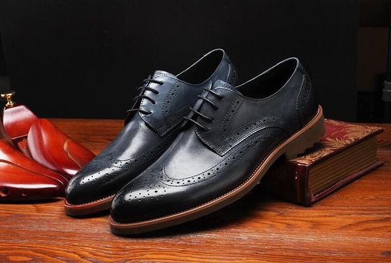 Klasik Tarzı Derby Siyah Giyinme Ayakkabıları, Retro Erkek Giyim Oxford Ayakkabıları