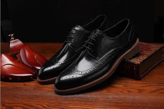 Klasik Tarzı Derby Siyah Giyinme Ayakkabıları, Retro Erkek Giyim Oxford Ayakkabıları