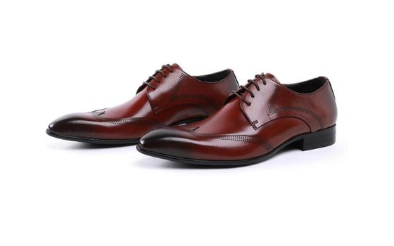 Özel Brogue Kahverengi Fırça Deri Ayakkabılar Erkekler İçin Rahat Elbise