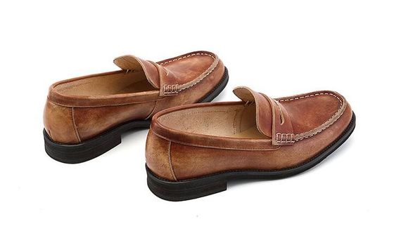 Nefes alıcı erkekler kahverengi penny loafers, gerçek deri loafers ayakkabıları