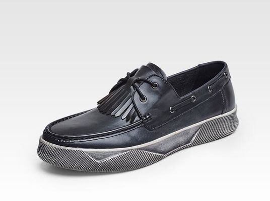 Retro Casual Erkek Flat ayakkabıları Custom Erkek Deri Sürüş Loafers Tassels ile