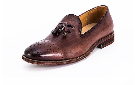 Yaz Kahverengi Erkek Deri Çoraplar Ayakkabılar Brogue Tassel Çoraplar