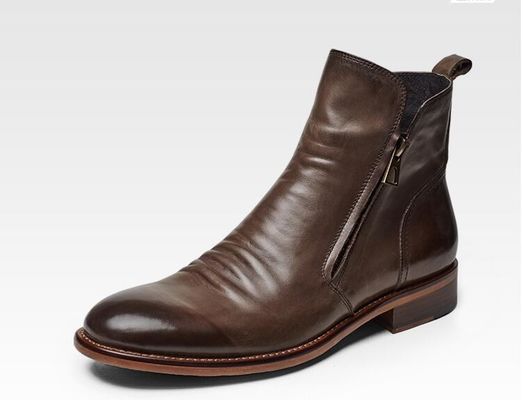 Siyah / Kahverengi Erkek Deri Elbise Çizmeleri, Erkek Designer Kamyonet Çizmeleri