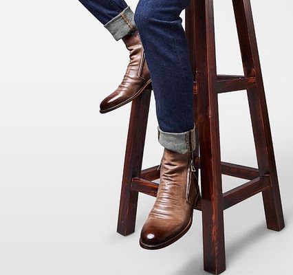 Siyah / Kahverengi Erkek Deri Elbise Çizmeleri, Erkek Designer Kamyonet Çizmeleri