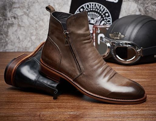 Siyah / Kahverengi Erkek Deri Elbise Çizmeleri, Erkek Designer Kamyonet Çizmeleri