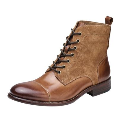 Dayanıklı Moda Renkli Kış Deri Erkek Askeri Stil Botlar Su geçirmez