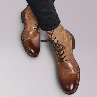 Dayanıklı Moda Renkli Kış Deri Erkek Askeri Stil Botlar Su geçirmez