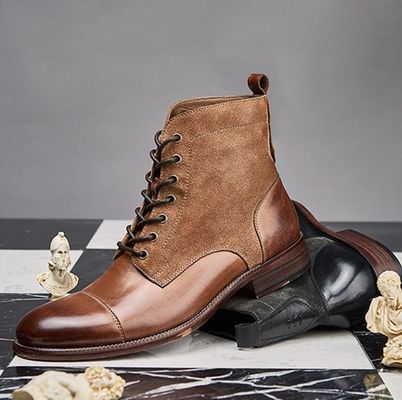 Dayanıklı Moda Renkli Kış Deri Erkek Askeri Stil Botlar Su geçirmez