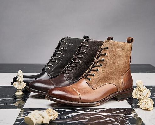 Dayanıklı Moda Renkli Kış Deri Erkek Askeri Stil Botlar Su geçirmez