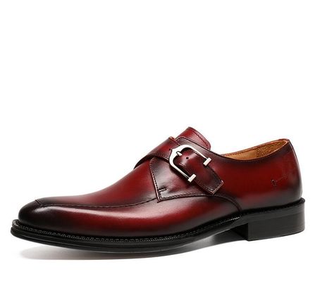 ODM Oxford Genuine Leather Dress Shoes / Luxury Mens Monk Strap Shoes With 3cm Heel