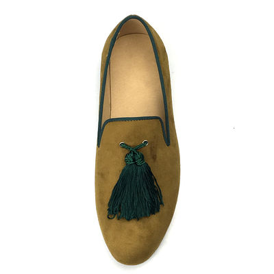 Sarı Erkek Kadife Loafers Ayakkabılar Özel Keskin Ayak Parmakları Deri Loafers