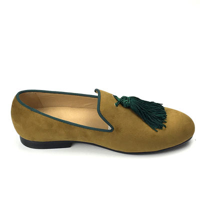 Sarı Erkek Kadife Loafers Ayakkabılar Özel Keskin Ayak Parmakları Deri Loafers