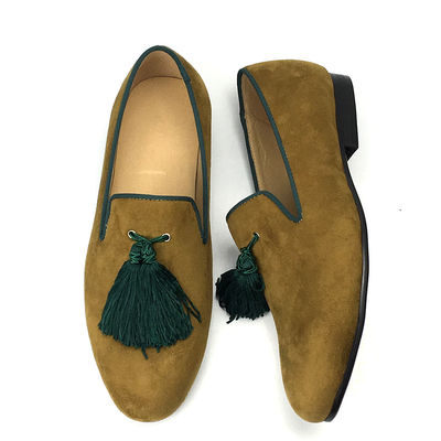Sarı Erkek Kadife Loafers Ayakkabılar Özel Keskin Ayak Parmakları Deri Loafers