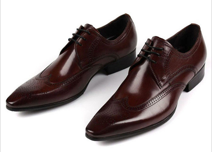 OEM Custom Klasik Erkek Brogue Ayakkabıları Siyah / Kahve Kahve Oyulmuş Çiçekli Oxford Ayakkabıları