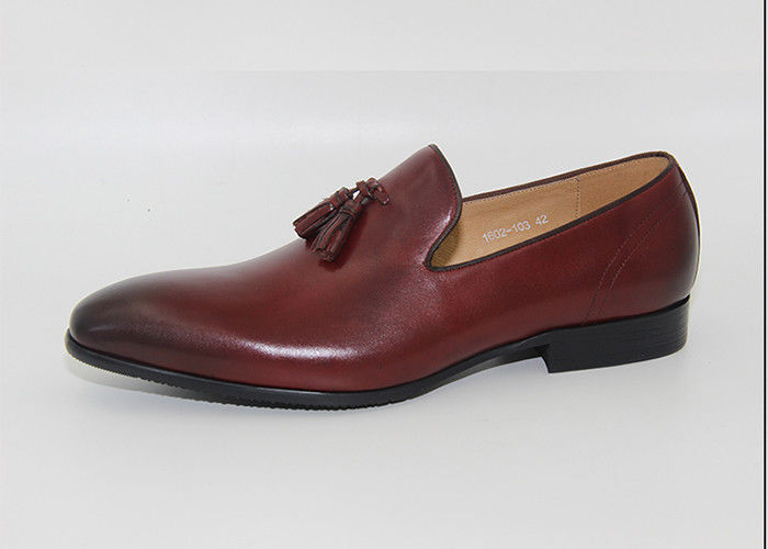 Tassel Düşük Topuklu Düğün Ayakkabıları Loafers Stili Boğa Yuvarlak Ayakkabısı El yapımı Oxford Ayakkabıları