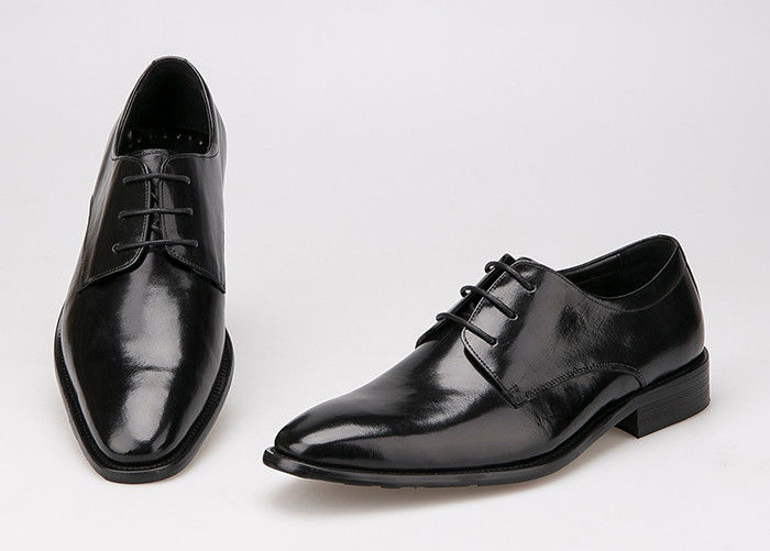 Flat Men Formal Dress ayakkabıları Siyah Gerçek Deri Dırnaqlı Ayakkabılar İş Ofisi için